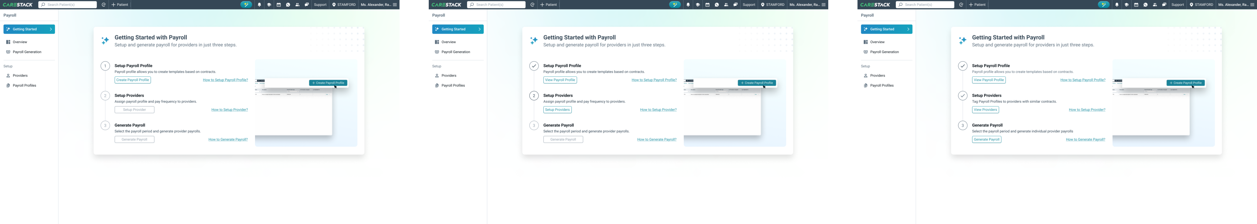 Guided onboarding flow for setting up payroll