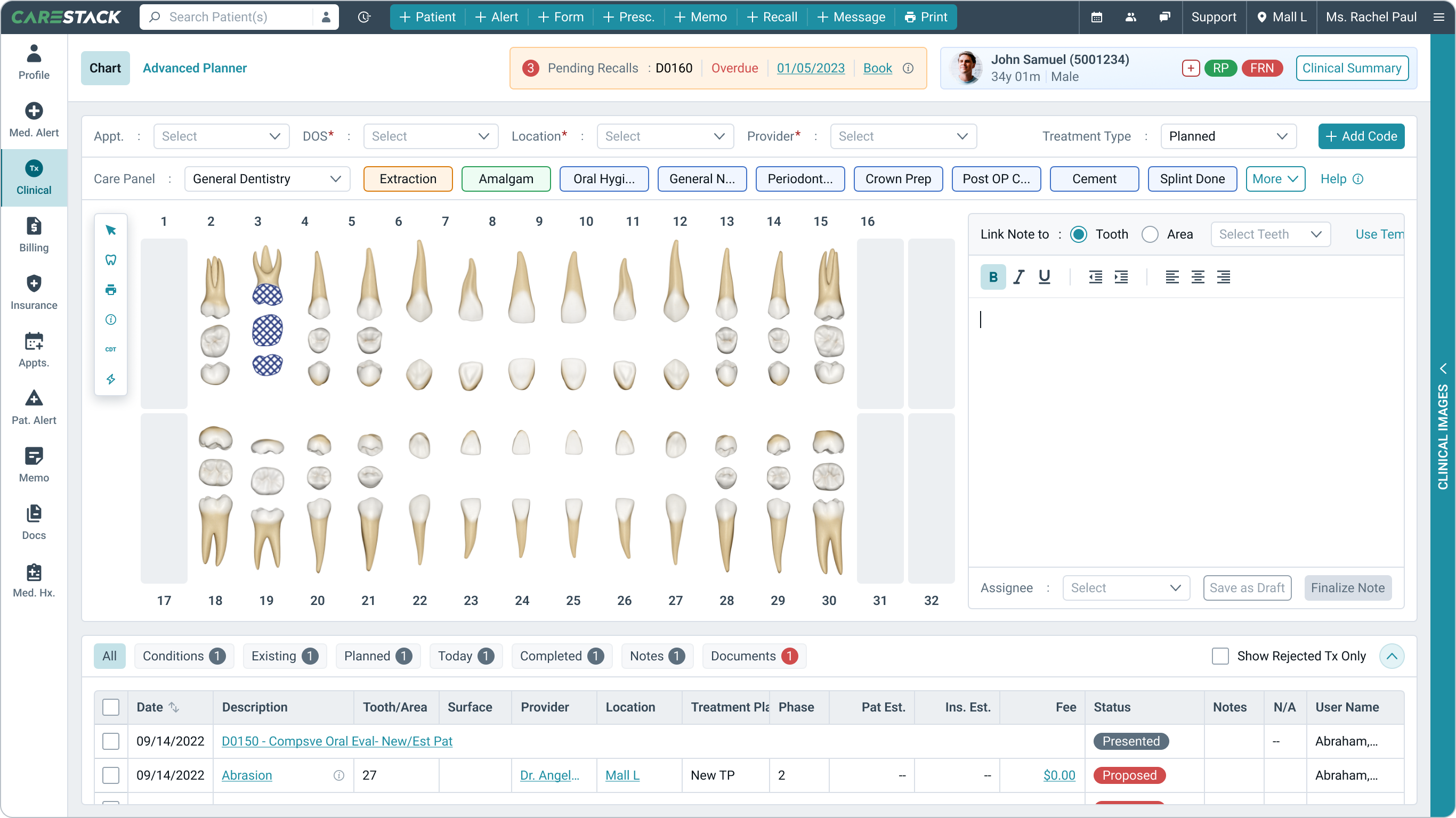 Modernised CareStack PMS dashboard, screen 4