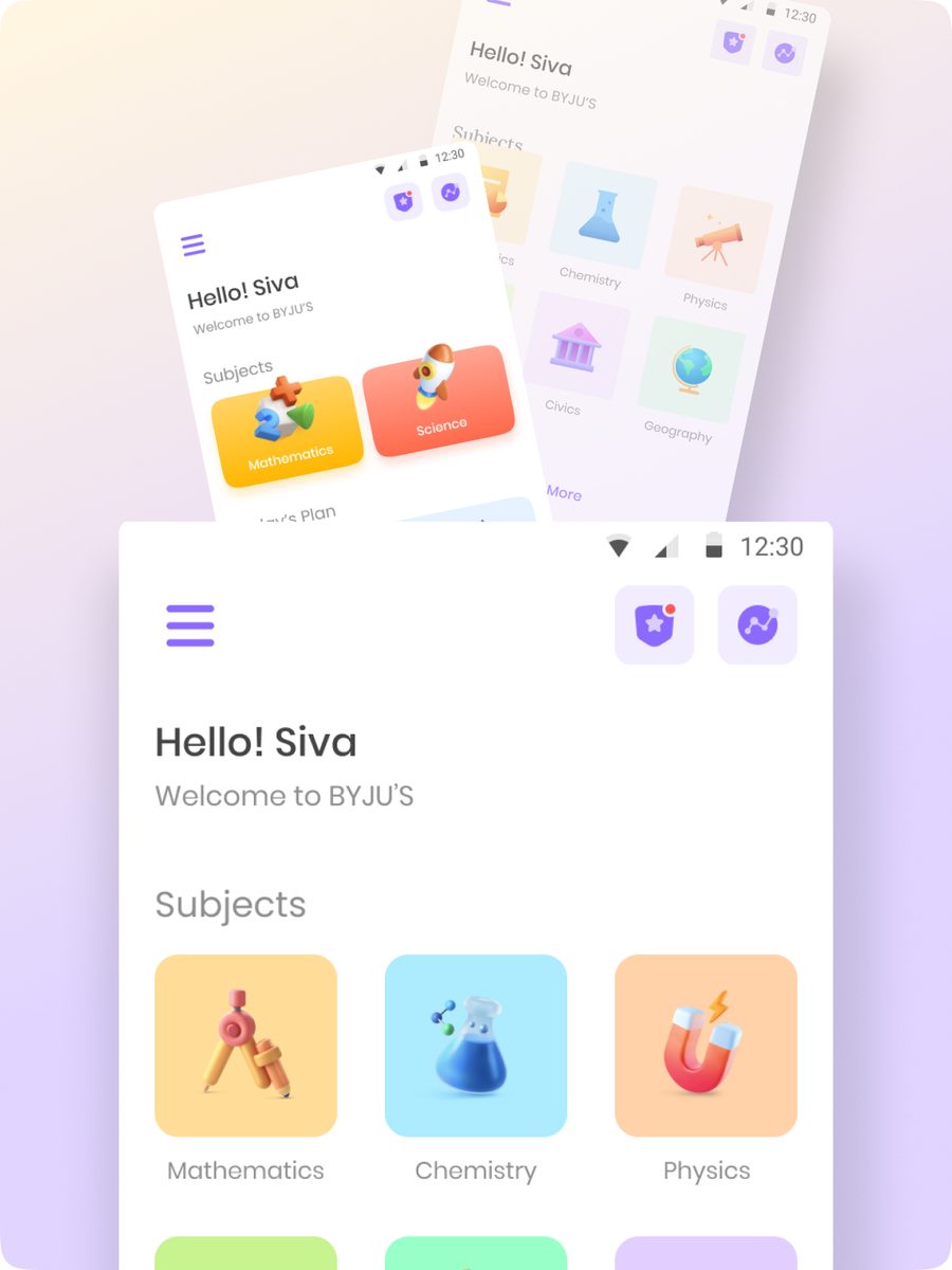 Byju's BTLA 3.0 mobile and tablet app interface