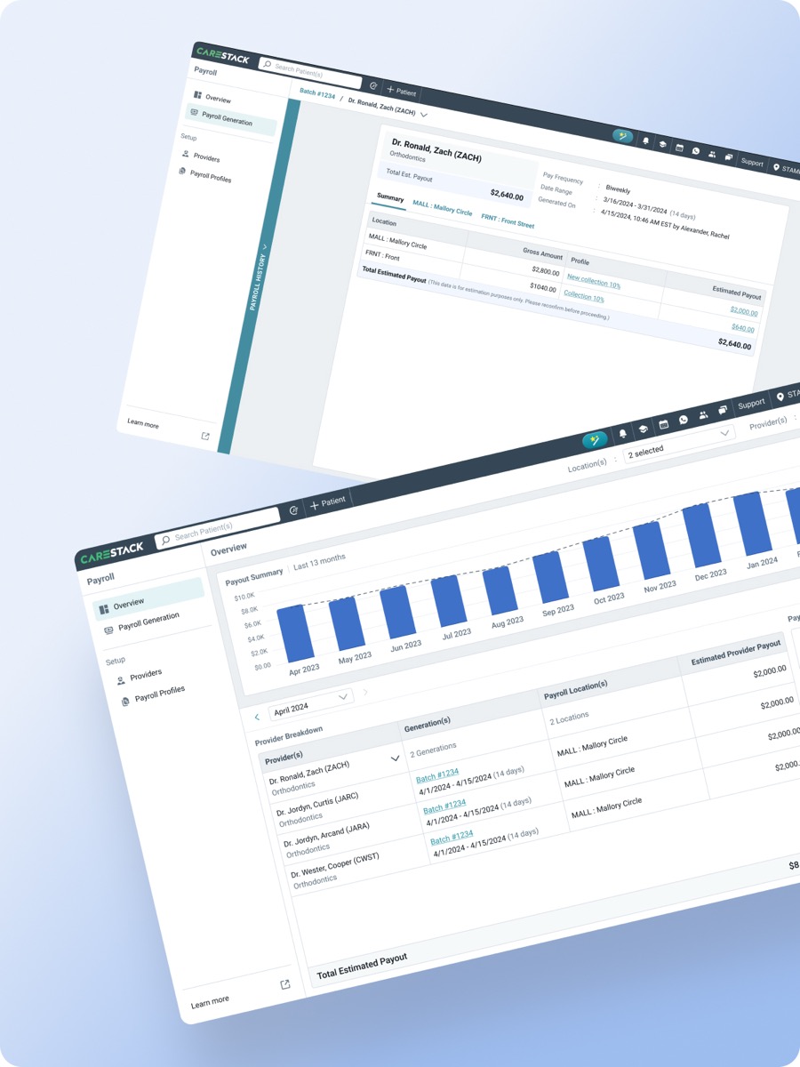Payroll integration dashboard interface