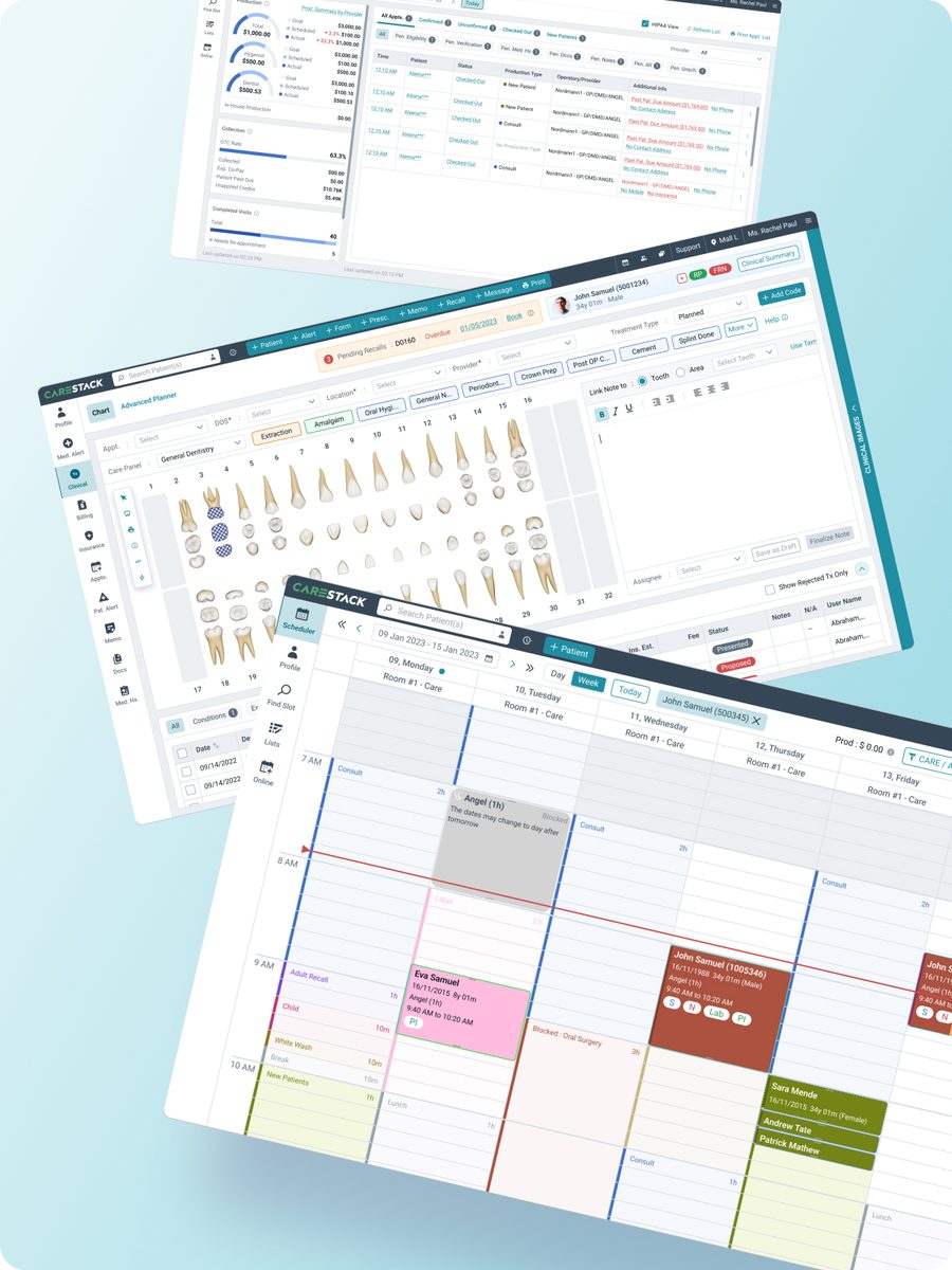 Next gen practice management software interface