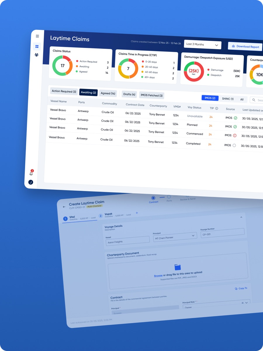 SHINC laytime claim workflow interface